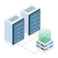 Modern of Server Racks Isometric Icon vector