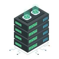 Modern of Server Racks Isometric Icon vector