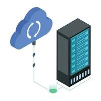 paquete de datos servidores isométrica íconos vector