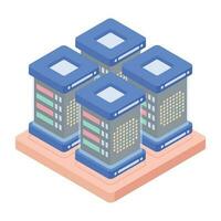 Pack of Data Servers Isometric Icons vector