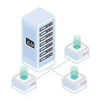 paquete de datos servidores isométrica íconos vector