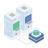 Pack of Data Servers Isometric Icons vector