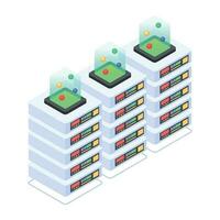 Modern of Server Racks Isometric Icon vector