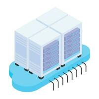 Modern of Server Racks Isometric Icon vector