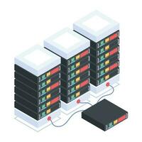 Modern of Server Racks Isometric Icon vector