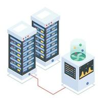 Modern of Server Racks Isometric Icon vector