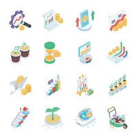 Pack of Financial Analysis Isometric Icons vector