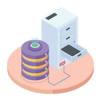 Modern of Server Racks Isometric Icon vector