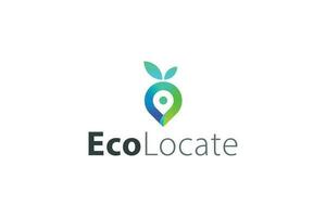 Location pin ecological place modern green leafy unique logo vector