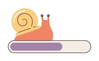 despacio caracol con espiral cáscara cargando bar vector ilustración. web cargador ui ux. Por favor esperar. gráfico usuario interfaz. dibujos animados plano diseño en blanco antecedentes