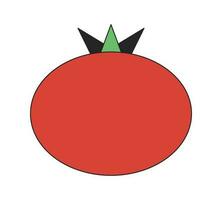 Fresh tomato flat line color isolated vector object. Organic vegetable. Editable clip art image on white background. Simple outline cartoon spot illustration for web design