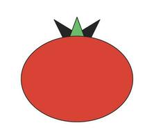 Fresh tomato flat line color isolated vector object. Organic vegetable. Editable clip art image on white background. Simple outline cartoon spot illustration for web design