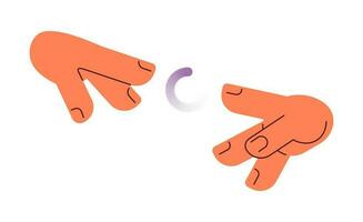 Hands reaching together loading spinner vector illustration. Incomplete round loader. Web loader ui ux. Please wait. Graphical user interface. Cartoon flat design on white background