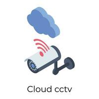 Cloud cctv icon in isometric design. vector