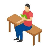 Flat icon design of learning student vector