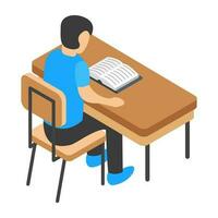 Flat icon design of learning student vector