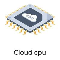 Cloud cpu icon in isometric design. vector