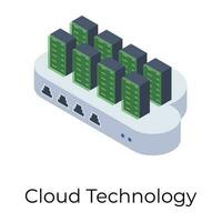 Isometric vector design of cloud technology icon.