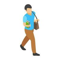 Flat icon design of learning student vector