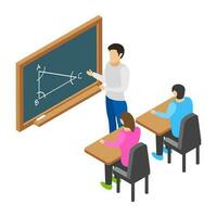 Flat icon design of learning student vector