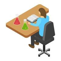 Flat icon design of learning student vector