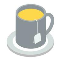 Refreshing teacup icon in isometric vector style