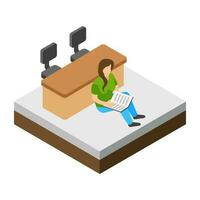 Flat icon design of learning student vector