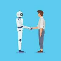 Handshake between man and robot vector