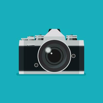 Retro film camera in a flat style