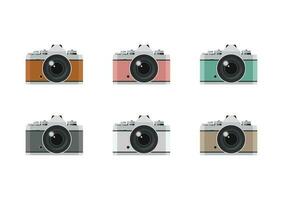 Colorful set of retro cameras in a flat style vector