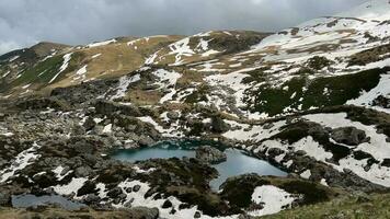 Pan View of Blue Lake One of Abudelauri Lakes Georgia in Summer video