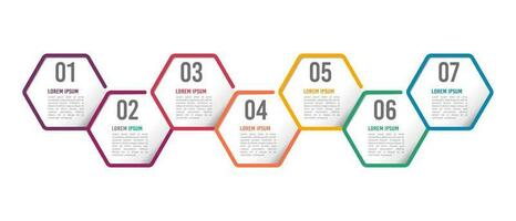 Infographic hexagon 7 steps or options to success. Workflow to success. Vector illustration.