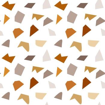 Seamless pattern, abstract geometric patches of brown and beige shades on a white background. Print, textile, background vector