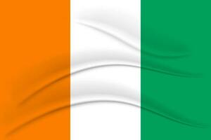 National flag of Ivory Coast with silk effect. 3D illustration, political banner, vector