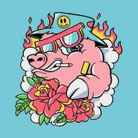 cool peek pig vector