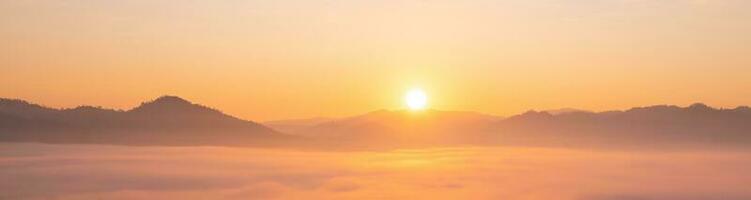 colorful of sky and beautiful mountain landscape. Morning sunrise time mountain scenery photo