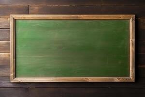 big empty green blackboard on a wall in the agriculture storage. photo
