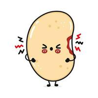 Angry Bean character. Vector hand drawn cartoon kawaii character illustration icon. Isolated on white background. Sad soy Bean character concept
