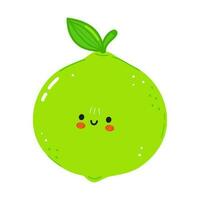 Cute funny lime character. Vector hand drawn cartoon kawaii character illustration icon. Isolated on white background. Lime character concept