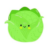 Cute funny Cabbage character. Vector hand drawn cartoon kawaii character illustration icon. Isolated on white background. Cabbage character concept