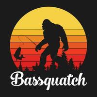 Funny gift Bigfoot Fishing Outdoor Retro T-Shirt vector