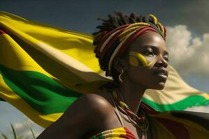 foto celebrando diecinueve de junio un africano mujer. ai generado