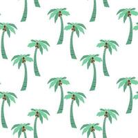 Summer seamless pattern, hand drawn coconut trees on a white background. Print, textile, wallpaper, decor vector