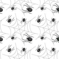 Seamless pattern, spiders in the web. Insects on a white background. Illustration, background, vector