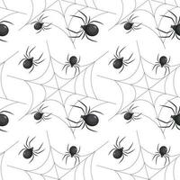 Seamless pattern, spiders in the web. Insects on a white background. Illustration, background, vector