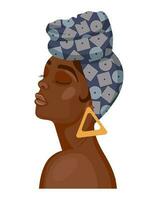 retrato de una hermosa mujer africana con un tocado nacional de perfil. ilustración, vectorial vector