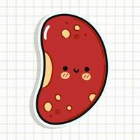 Cute red Bean sticker character. Vector hand drawn cartoon kawaii character illustration icon. Fun Soy Bean sticker character concept