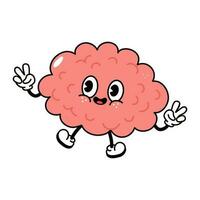 Jumping Brain character. Vector hand drawn traditional cartoon vintage, retro, kawaii character illustration icon. Isolated on white background. Brain jump character concept