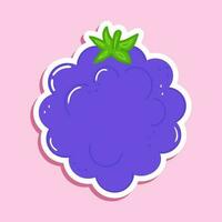 Cute sticker Blackberry character. Vector hand drawn cartoon kawaii character illustration icon. Isolated on pink background. Blackberry character concept