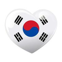 Flag of South Korea in the shape of a heart. Heart with flag of South Korea. 3D illustration, vector